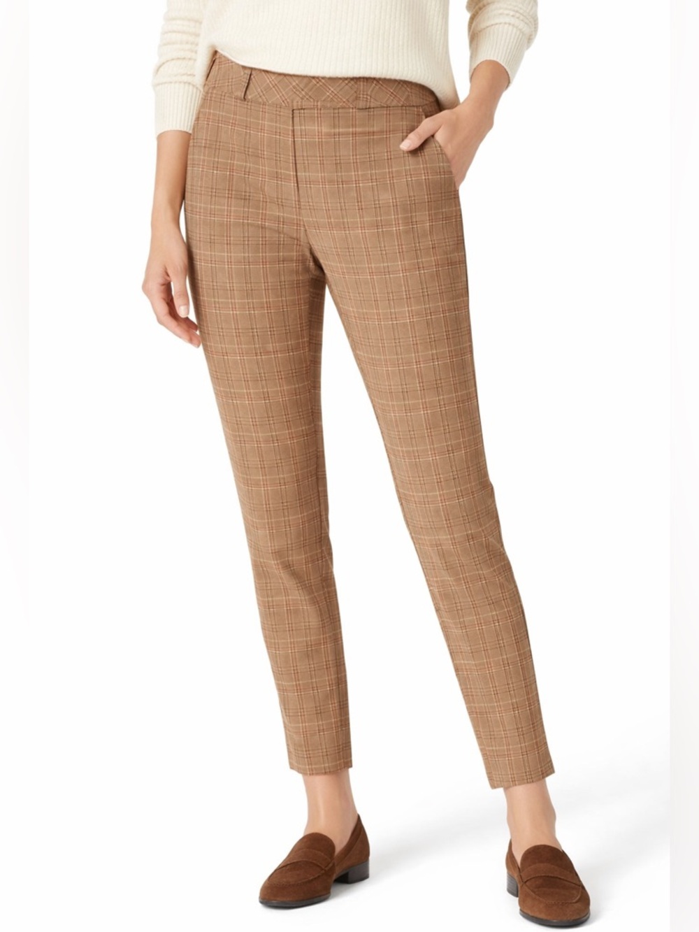J Jill Plaid Pants Womens 6 NWT Slim Ankle Stretch Camel Work Trousers